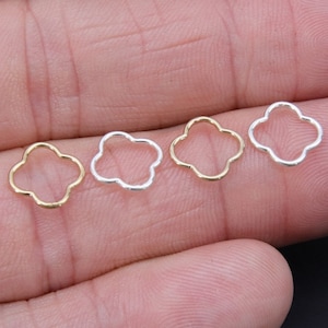 925 Sterling Silver Clover Charms, 9 mm 14 K Gold Filled Soldered Links #3443, Jewelry Closed Ring Drops, Permanent Jewelry