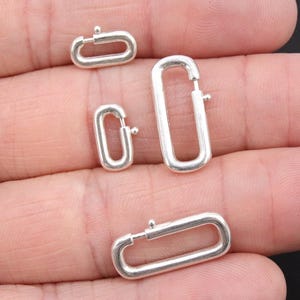 925 Sterling Silver Lobster Clasps, 13 mm Small Silver Oval Long Clasps #2984, Large 22 mm Clips, For Necklaces and Bracelets