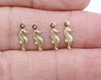 14 K Gold Filled Seahorse Charm, 14 20 Gold Small Nautical Charm #2569, 4.6 x 14 mm Beach charms