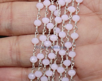 ON SALE 6 Feet Wholesale R Natural Rose quartz Wire Wrapped Rosary Chain Rose Quartz Nugget Chip Uncut Beads Rosary Chain Gemstone Chain