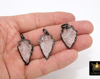 Rose Quartz Arrow Head ~25-30 mm Arrowhead Pendant Charm 1 inch 1-10 pcs 24k Gold Electroplated wholesale ap10.5 gdc solo ah