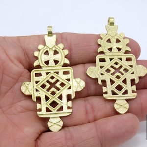 Brass Ethiopian Coptic Cross, Large African Cross Pendant #2080, Brass  Necklace, Jewelry 38 x 65 mm