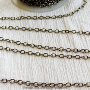 Large Cable Chain, 4 x 6 mm Necklace Chain -Gunmetal Black Rhodium plated Oval Bracelet Chain Soldered Connector Charm Chain