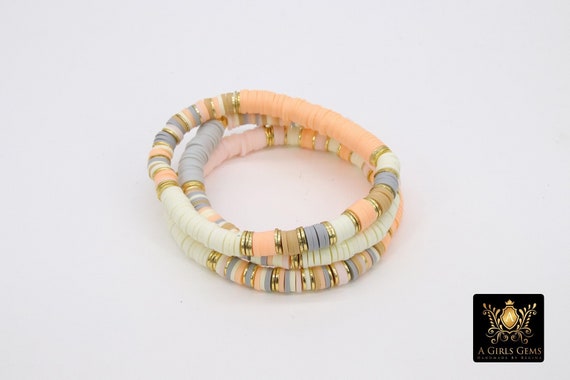 Yellow and Black Clay Bead Bracelet Stack -  Denmark