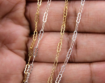 14 K Gold Filled Wavy Bar Paperclip Chain, 5.5 mm 925 Sterling Silver Ripple Chains CH #819, Unfinished Long and Short CH #705, By the Foot