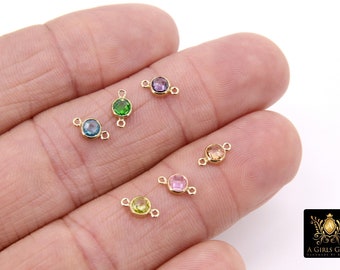 14K Gold Filled Birthstone Connectors, Top Quality CZ 4 mm Bezel Links, Permanent Jewelry Findings