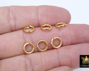 Stainless Steel Gold Jump Rings, Smooth 9 mm Open Close Rings, AG 2874, Large Strong 15 Gauge, 304 Jewelry Findings