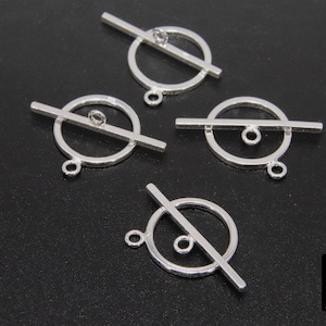 Large 925 Sterling Silver Toggle Clasp Set, 17 x 14 mm Toggle Ring #2662,  24 mm Flat T Bar Stamped 925 Clasps, Jewelry Findings