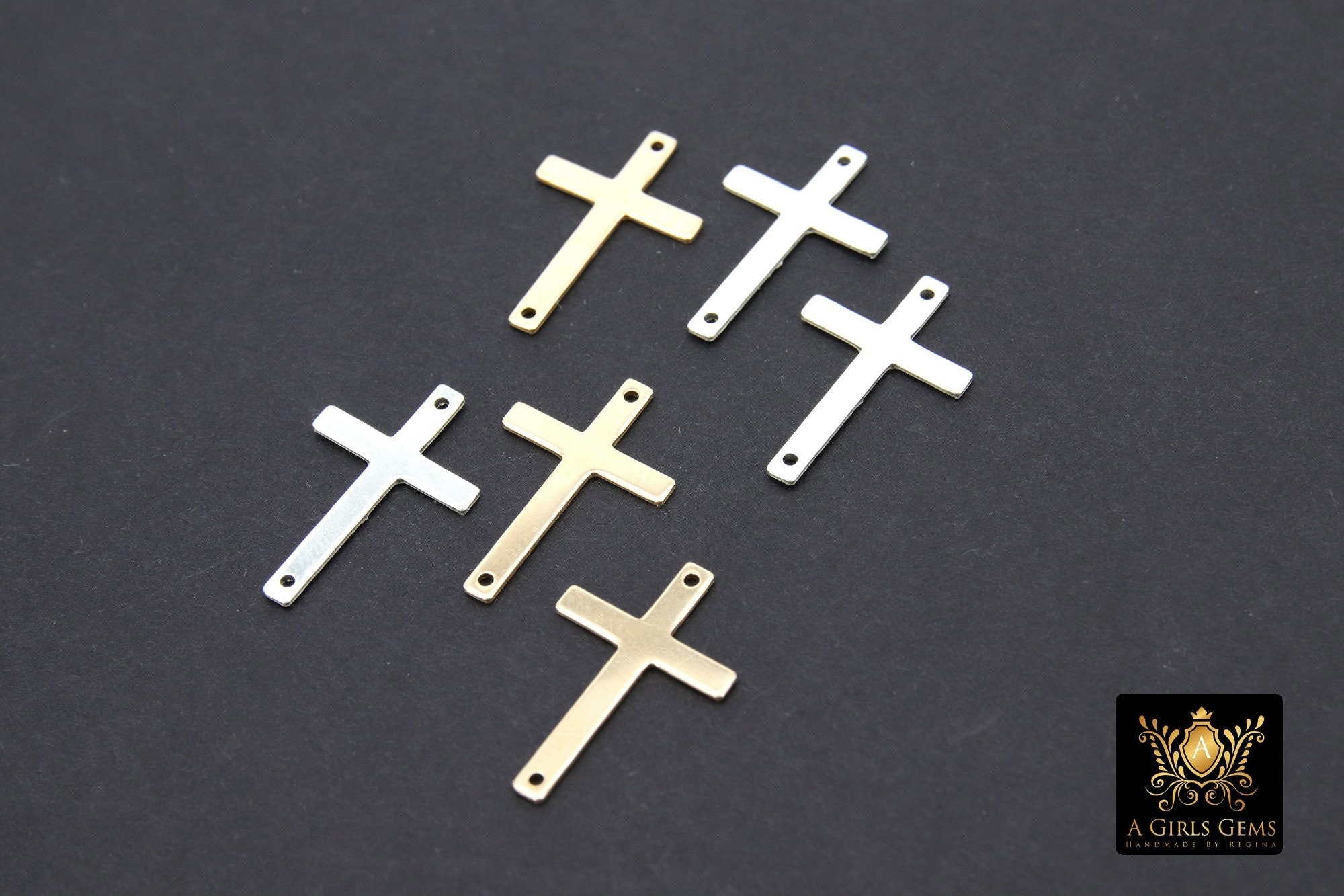 10x Cross Rosary Charm 2 Hole Connectors for Bracelet/Religious Earring  Findings