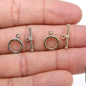 Gold and Silver Toggle Clasp Set, Ball End 12 X 16.25 Toggle Ring 2367/ ...