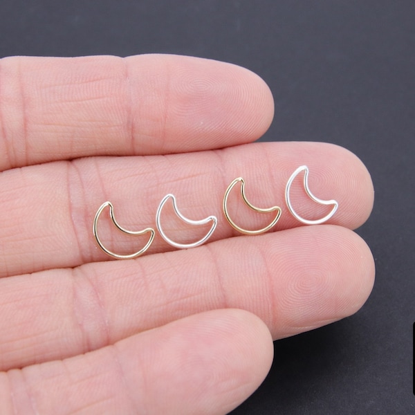 14 K Gold Filled Half Moon Charms, 11 mm 925 Sterling Silver Soldered Links #3405, Crescent Moon, Soldered Jewelry Jump Rings