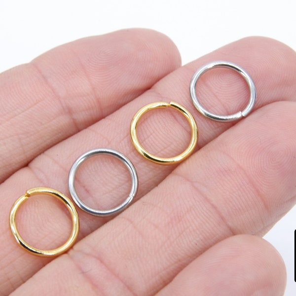 Stainless Steel Gold Jump Rings, Smooth 13 mm Open Silver Rings #413, Large Strong 15 Gauge, 304 Jewelry Findings
