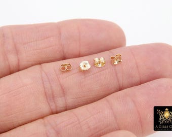 14 K Gold Filled Ohrring Verschlüsse, 925 Sterling Silber Schmetterling Verschlüsse AG # 852, 4 mm Gold oder Silber Stecker Verschlüsse