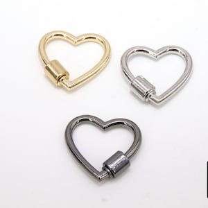 Gold Heart Screw Clasps, Small Silver Connector Claw #2659, Black Necklace and Bracelet Links, Jewelry Findings