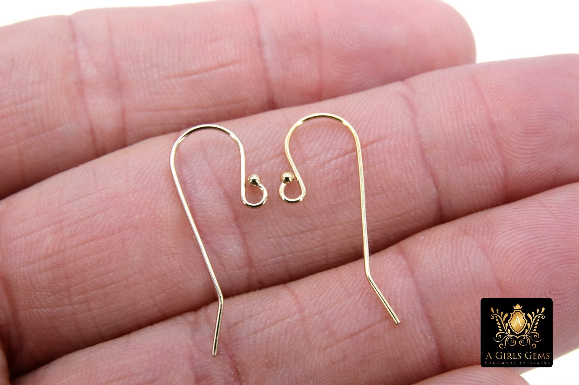 14 K Gold Filled Ear Wire Hooks, Ball End Earring Findings #2168 , 12. – A  Girls Gems, Earring Findings