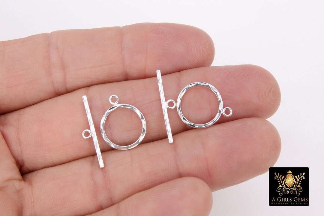Large 925 Sterling Silver Textured Toggle Clasp Set, 17 X 14 Mm Toggle ...