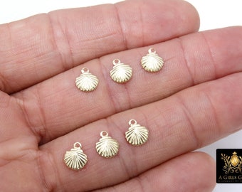 14 K Gold Filled Tiny Scallop Shell Charm, 14 20 Gold Small Seashell #2134, 8 x 9 mm Beach charms