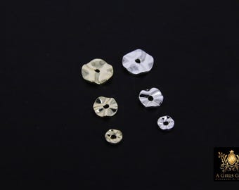 Gold Wavy Spacer Beads, Silver Round Potato Chip Metal Discs, 20 pcs Rondelle Findings, 4 mm 6 mm 8 mm Heishi Beads, High Quality Polished