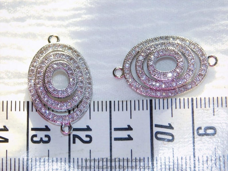 Gold Oval Connectors CZ Micro Pave Black Bracelet Bar Etsy