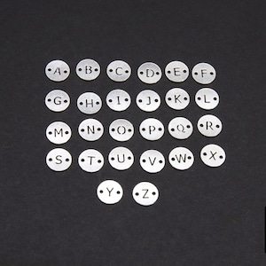 Conectores de letras de plata de ley 925, letras del alfabeto de plata de 6 mm n.º 3424, letras con nombre en bloque, letras personalizadas con dos orificios y símbolo &