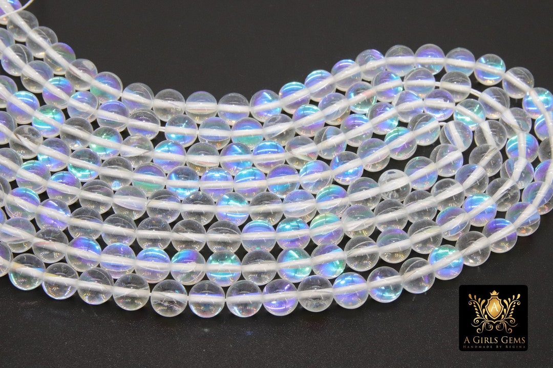 Clear AB Beads, Smooth Multi Color Iridescent Beads BS #109, Sizes in 8 ...