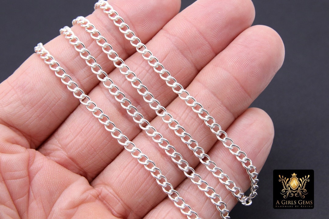 925 Sterling Silver Curb Chain, 5 Mm Curb Chain CH #834, Unfinished ...