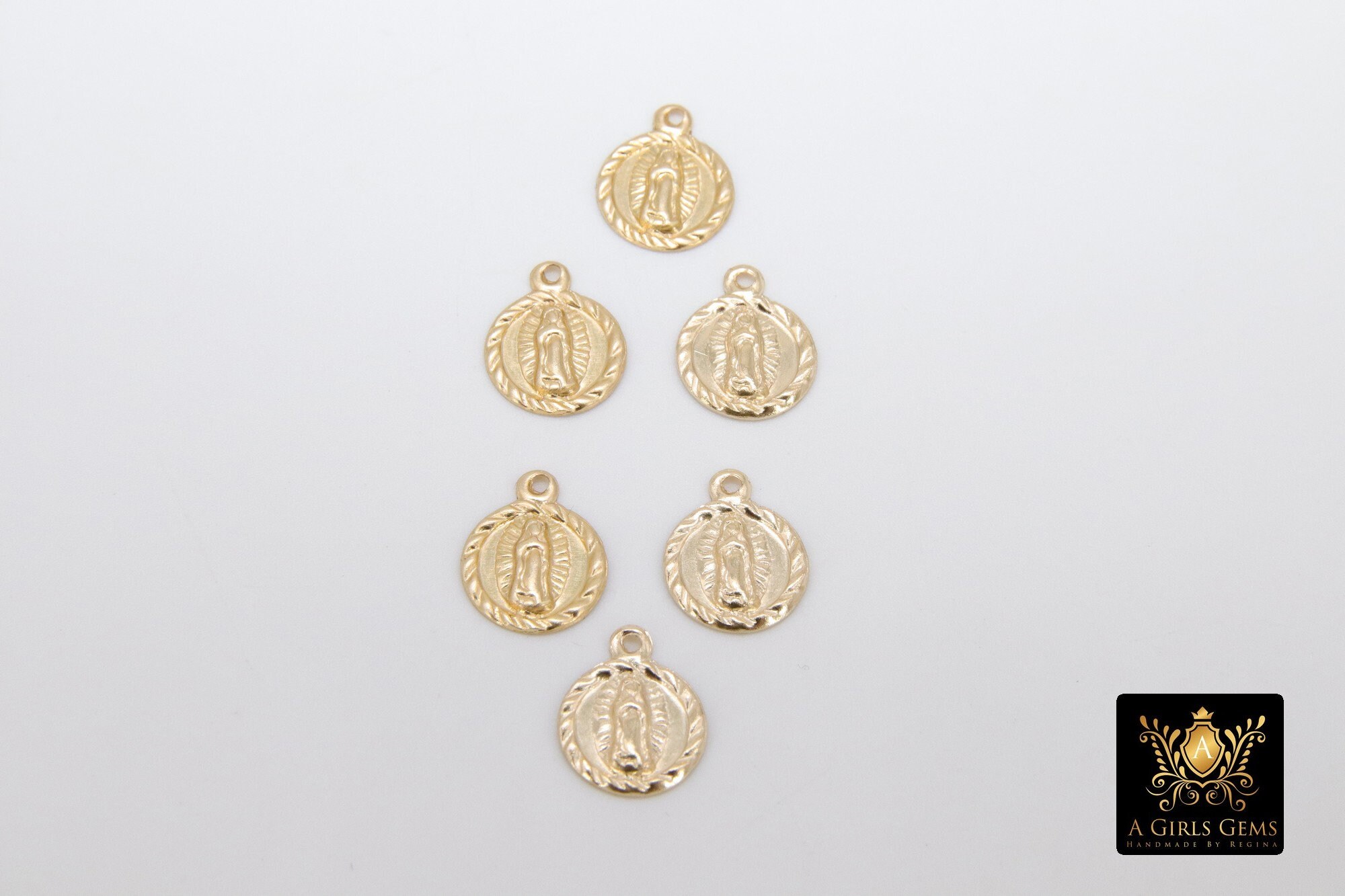 HZMAN Halskette – Jungfrau Maria Anhänger, 14K Gold Plattiert, Mit Zirkonia, 43 Cm