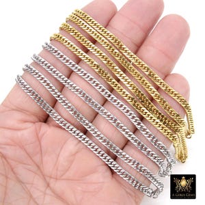 Silver Stainless Steel Chain, 304 Faceted Curb 5 mm Chains CH #211, Unfinished Necklace Chains, By the Yard