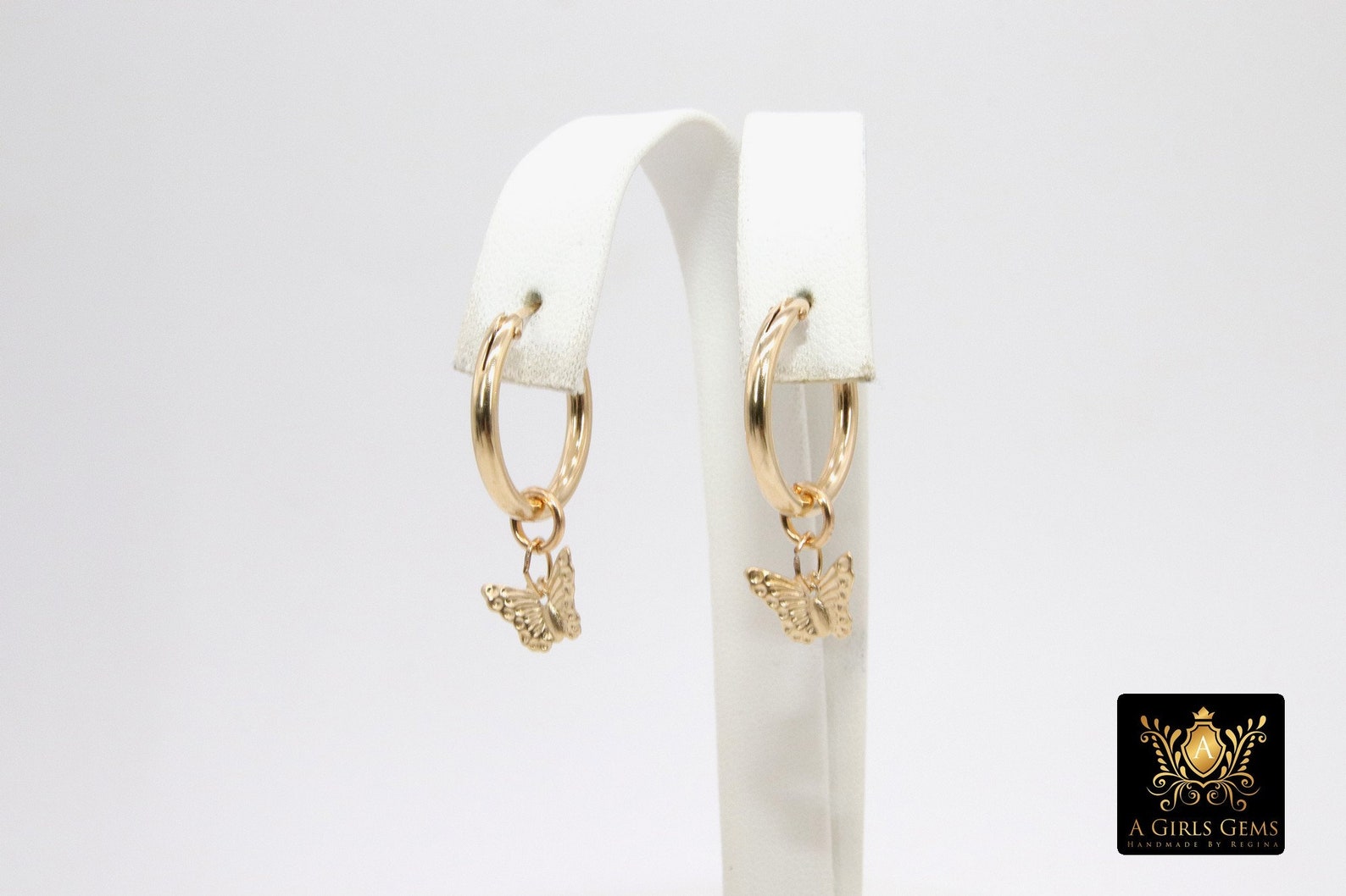 Gold Multicolor Butterfly Hoop Earrings