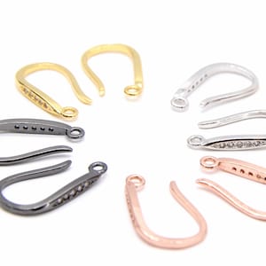 CZ-Draht-Ohrringhaken, Zirkonia-Ohrringe #248, Ohrringkomponenten aus Roségold, Silber, Gold oder Schwarz plattiert, Brautschmuck