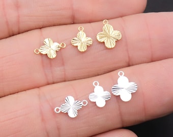 14 K Gold Filled Clover Charms or Connectors, 925 Sterling Silver 7 mm Links # 3843, 8 mm Quatrefoil Linkss, Permanent Jewelry