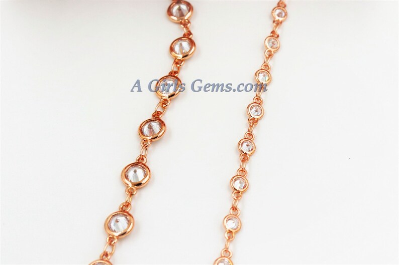 Silver CZ Chain by the Yard, 4 or 6 Mm Genuine CZ Chain CH# 543, Rose ...