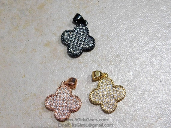 032 5 Paw Print Animal CZ Silver Plated Charms Pendants 16mm x 18mm