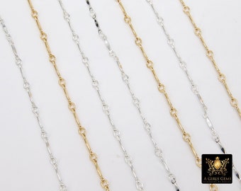 14 K Gold Filled Dapped Bar Jewelry Chains, 8.2 Mm 925