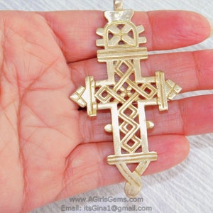 Brass Ethiopian Coptic Cross Jewelry Pendant, African Gold Cross Charm #2050, Jewelry Making Supplies