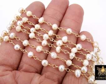Natural Pearl Rosary Chain, 5-7 Mm Freshwater Beaded Rosary
