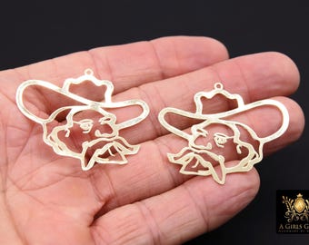 Rebel Man Charm, Gold Man In Hat AG# 3203, Gold Scarf Pendants, 44 mm Earring Hoops, Dangle Charm