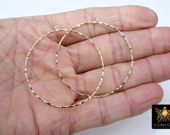 Textured Gold Round Hoop Ear Rings, 50 mm Glittery Gold Charms #807, High Quality Light Weight Wire Hoops Finding