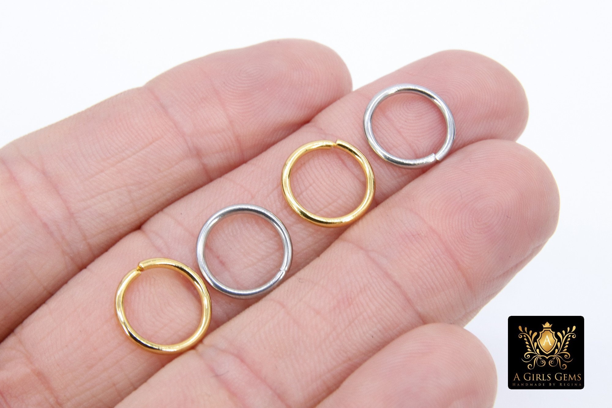 Stainless Steel Gold Jump Rings, 13 mm Open Twisted Silver Rings #384, – A  Girls Gems