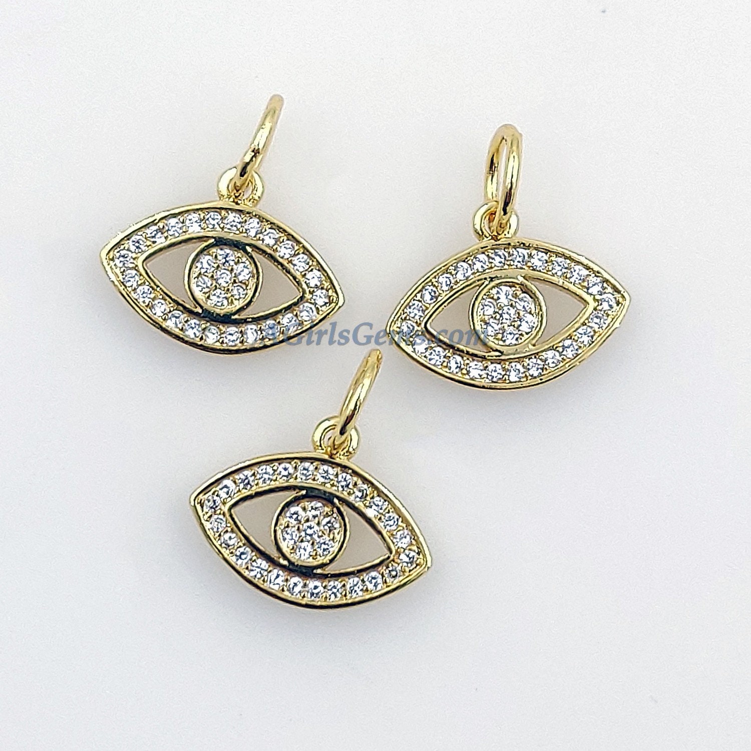 Evil Eye Charm 2 Pcs CZ Micro Pave Rose Evil Eyes Pendant 15 - Etsy