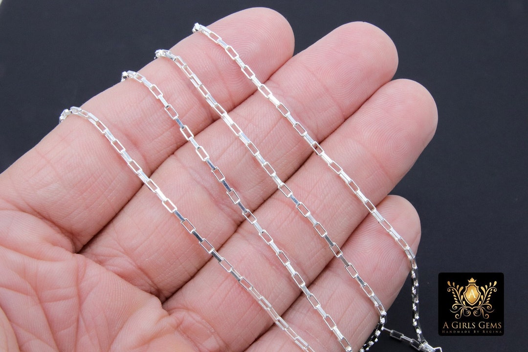 925 Sterling Silver Box Chains, Silver Unfinished by the Foot CH 802, 3
