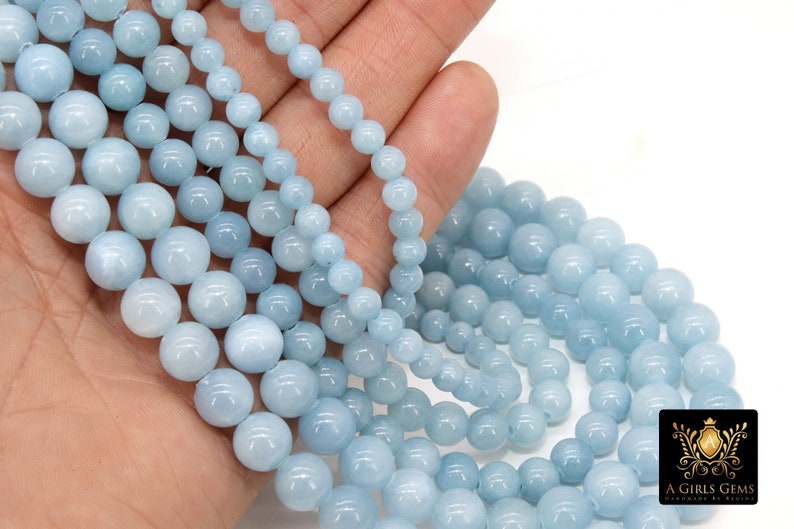 Powder Blue Beads Smooth Round Light Blue Beads BS 120 Size Etsy