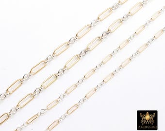14 K Gold Filled Bar gemischte Metall Kette, 1.6 mm zweifarbiges 925 Sterling Silber Kabel CH # 897, 4.8 mm oder 6.5 mm, lang und kurz, # 899 von der Ft