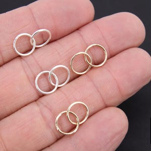 14 K Gold Filled Two Circle Link Ring, 10 mm 925 Sterling Silver Double Interlocking Rings #2623, Small Infinity Ring, Round Soldered Rings