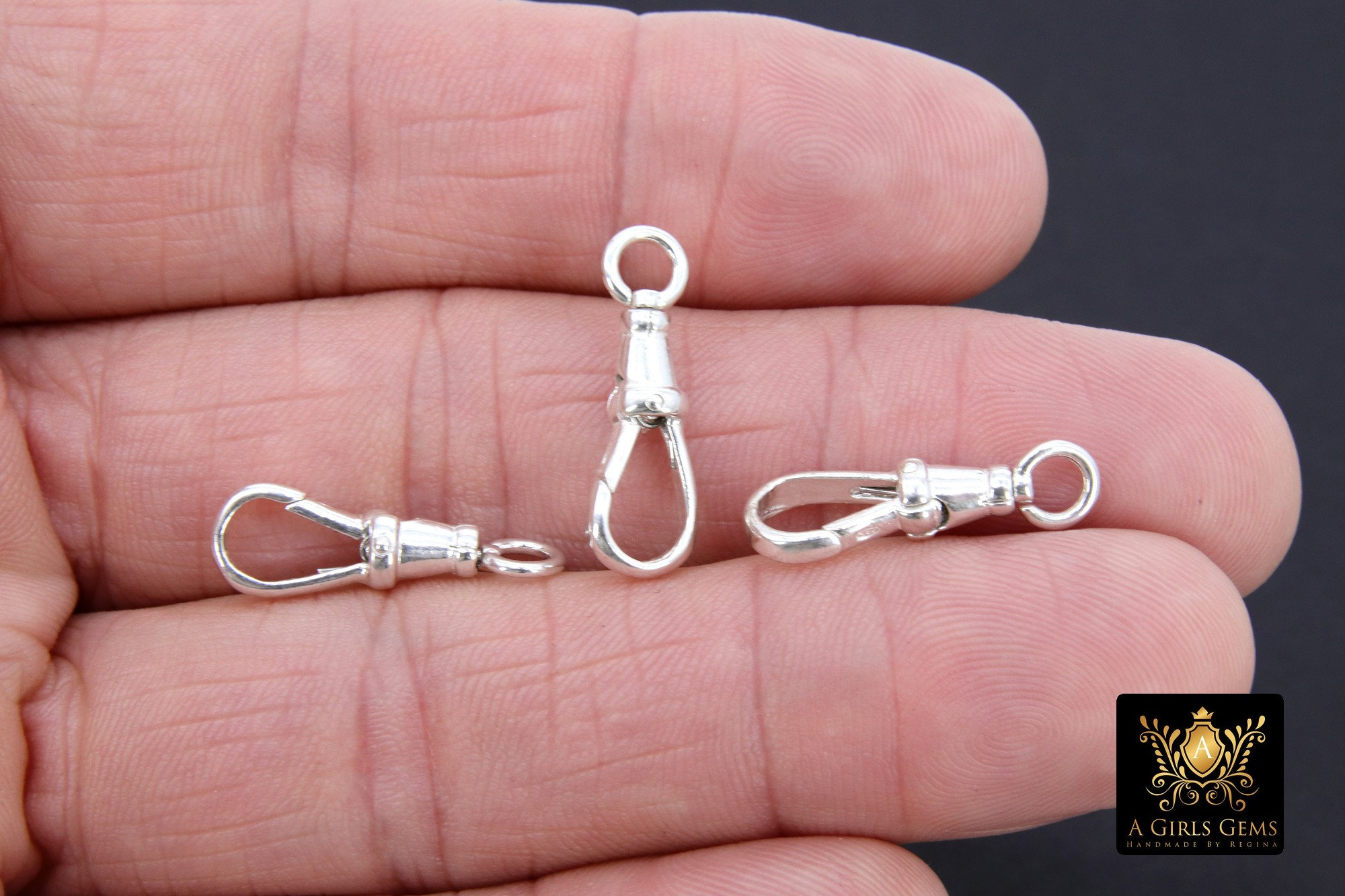 925 Sterling Silver Swivel Lobster Clasps, Large Albert Silver Push Clip Lobster Claws #867, Jewelry Findings 7.5 x 23 mm, Fob Necklaces