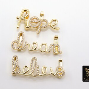 CZ Micro Pave Hope, Dream, Believe Slider Charms,inspirational Faith ...