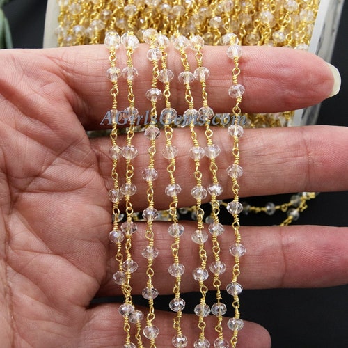 Clear Crystal AB Rosary Chain 4 Mm 