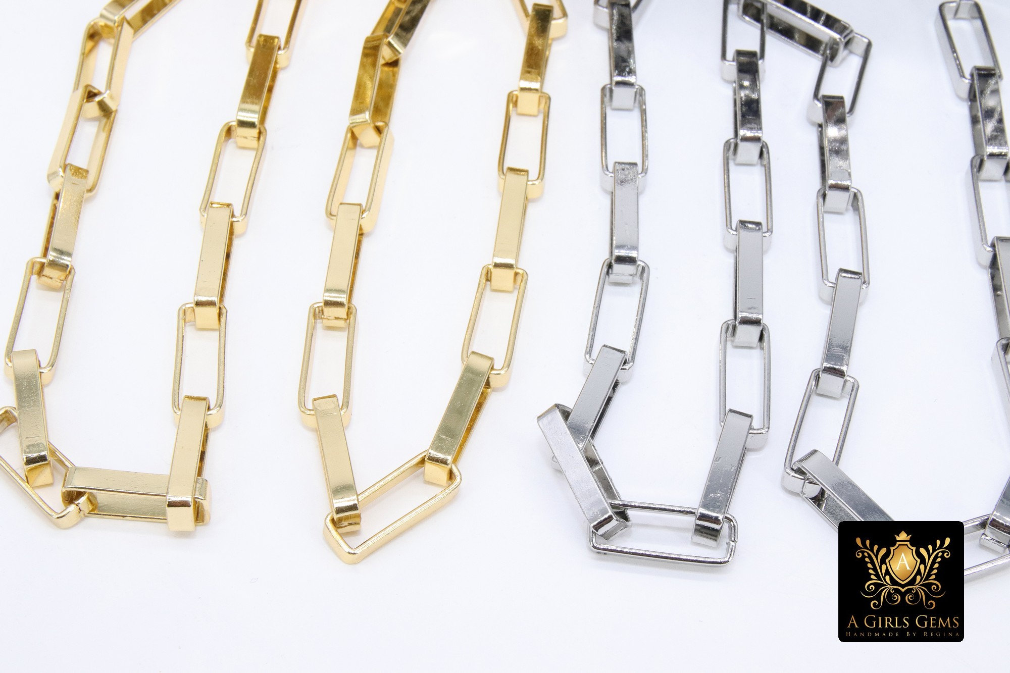 Large Box Chain Gold Box Chain, Large Silver Box Chains CH #266, Unfinished Chunky ...