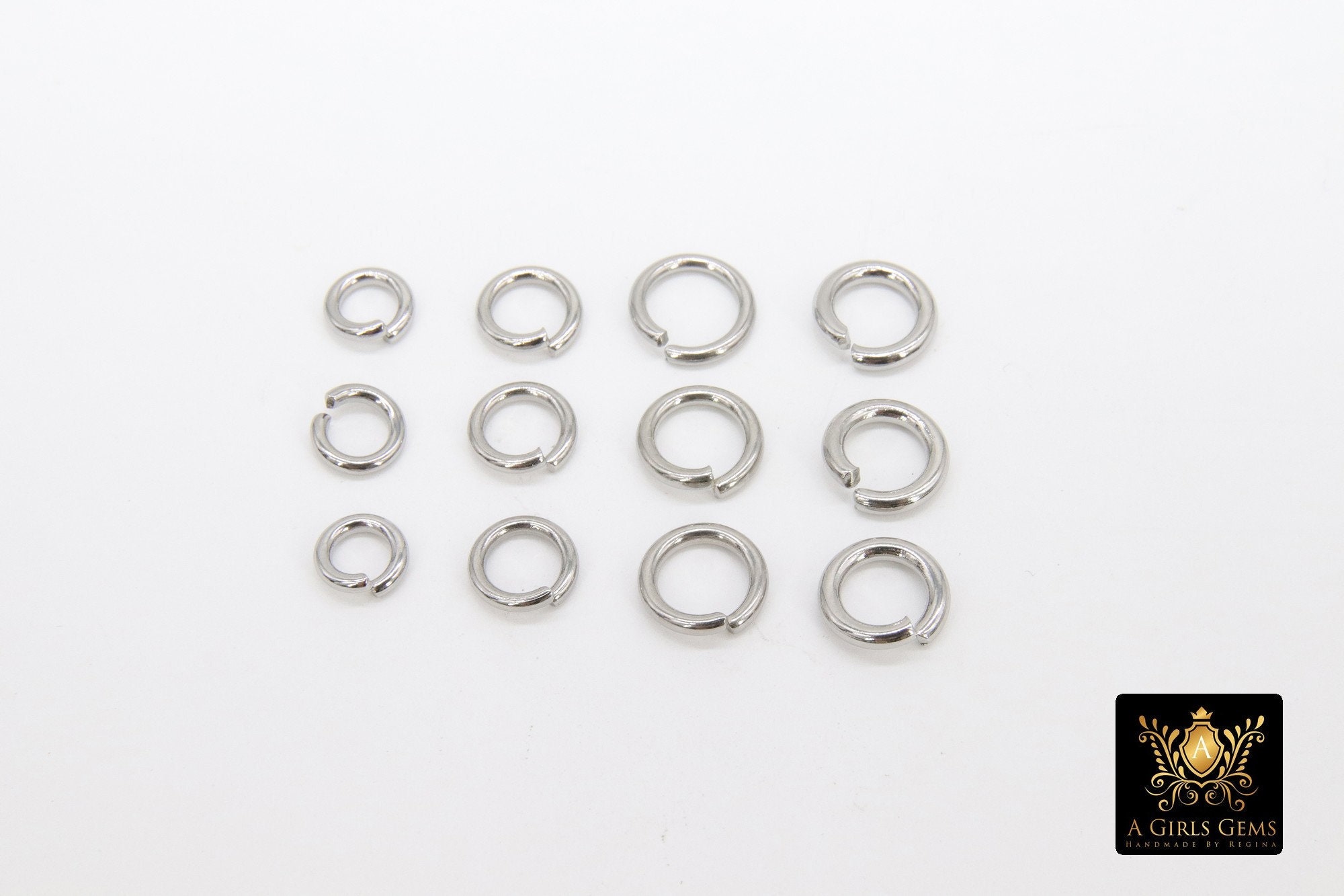 Stainless Steel Silver Jump Rings, Open Snap Close Rings 2384, 6