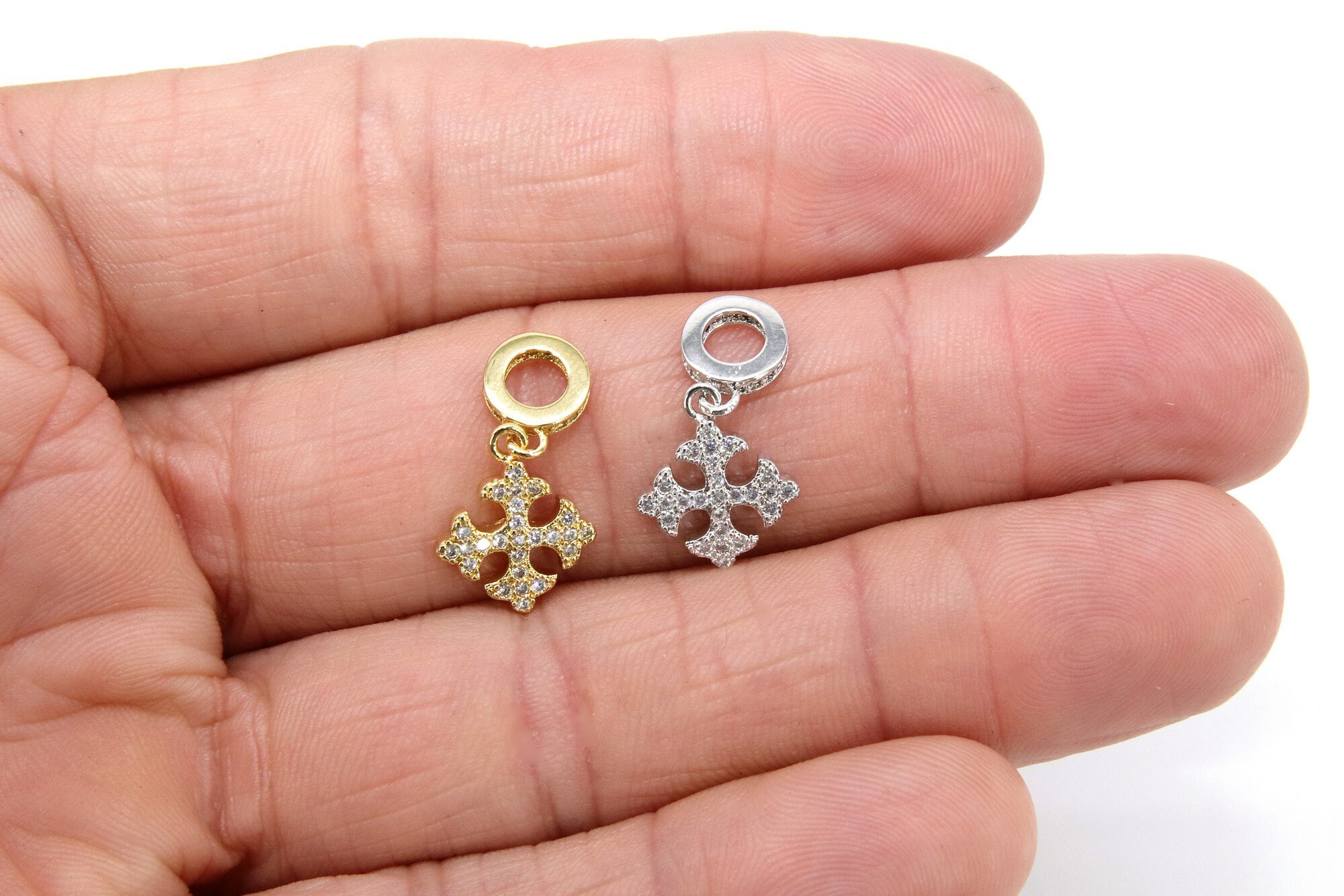 Large CZ Cross  Charm